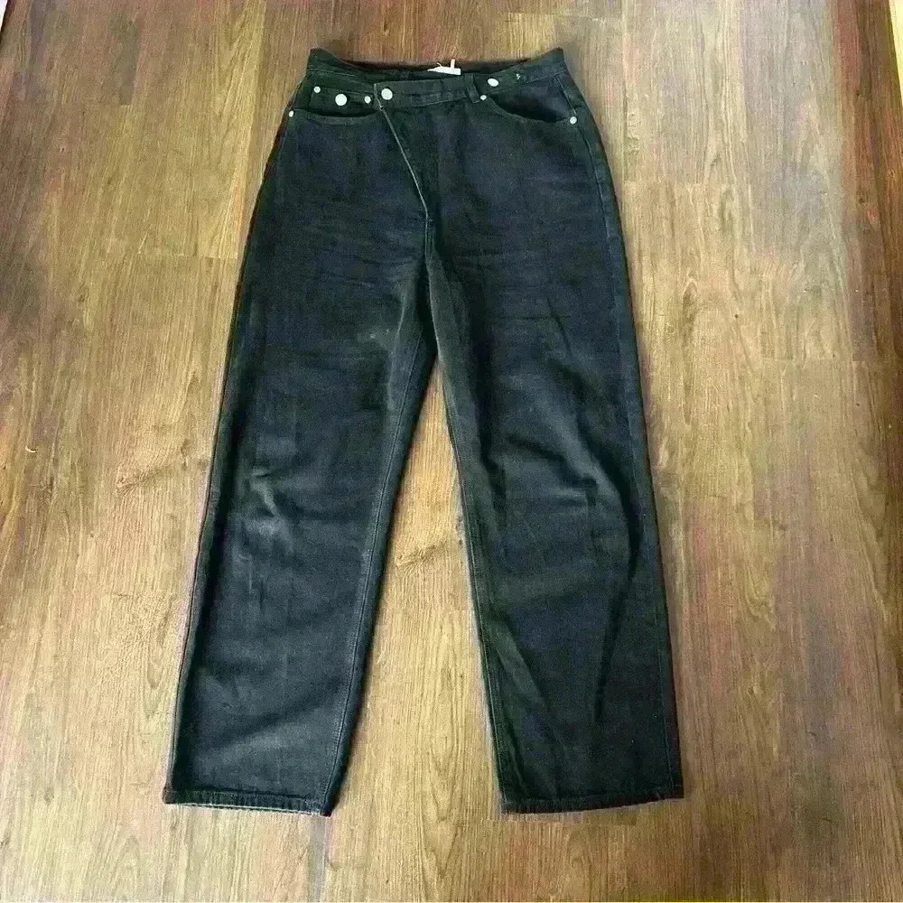 Criss cross wide-leg denim in black size L